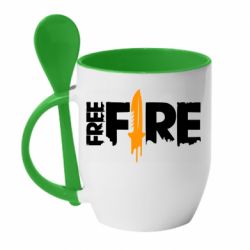 Чашка з ложкою Free Fire vertical logo - PrintSalon