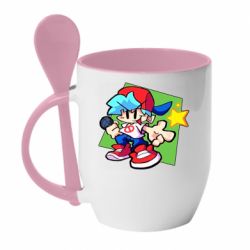 Чашка с ложкой Friday Night Funkin Star - PrintSalon