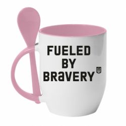 Кружка с керамической ложкой Fueled by bravery - PrintSalon