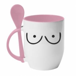 Чашка с ложкой Funny tits - PrintSalon