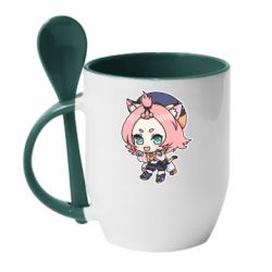 Чашка с ложкой Genshin Impact chibi Diona - PrintSalon