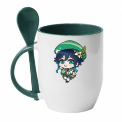Чашка з ложкою Genshin Impact chibi Venti - PrintSalon