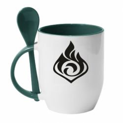 Чашка с ложкой Genshin Impact Pyro - PrintSalon
