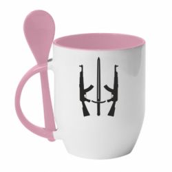 Кружка з керамічною ложкою Герб добровольчих батальйонів - PrintSalon