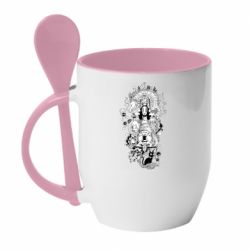 Чашка с ложкой Герои Хаяо Миядзаки - PrintSalon