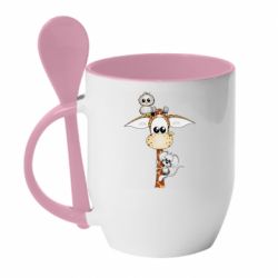Чашка с ложкой Giraffe Owl and Mouse - PrintSalon