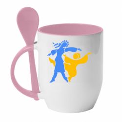 Кружка с керамической ложкой Гопак. Девушка и парень - PrintSalon