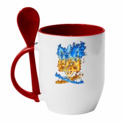 Чашка с ложкой Горящий гербу Украины - PrintSalon