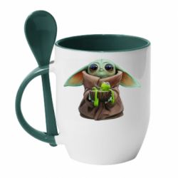 Чашка с ложкой Grogu and Kermit - PrintSalon