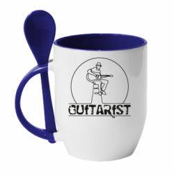 Чашка с ложкой Guitar player. - PrintSalon