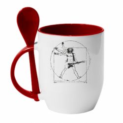 Чашка с ложкой Guitarist Da Vinci - PrintSalon