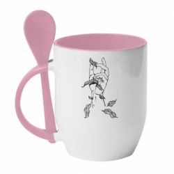 Чашка с ложкой Hand with leafs - PrintSalon