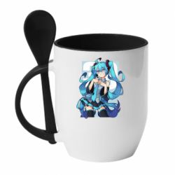 Чашка с ложкой Hatsune Miku art - PrintSalon