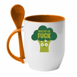 Чашка с ложкой Healthy as fuck - PrintSalon