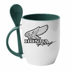 Чашка с ложкой Honda Racing art - PrintSalon