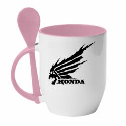 Чашка с ложкой Honda skull - PrintSalon