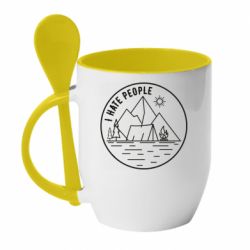 Чашка с ложкой I hate people - camper - PrintSalon