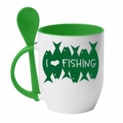 Чашка з ложкою I Love Fishing - PrintSalon