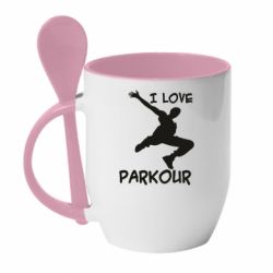 Чашка с ложкой I love parkour - PrintSalon