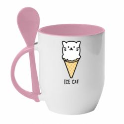 Чашка с ложкой Ice Cat - PrintSalon