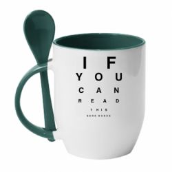 Чашка с ложкой If you can read this send nudes - PrintSalon