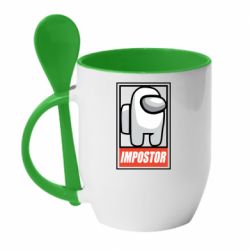 Чашка с ложкой Impostor AmongUs - PrintSalon