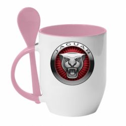 Чашка с ложкой Jaguar Logo circle - PrintSalon