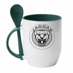 Чашка с ложкой Jaguar Logo - PrintSalon