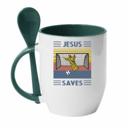 Чашка с ложкой Jesus will save - PrintSalon