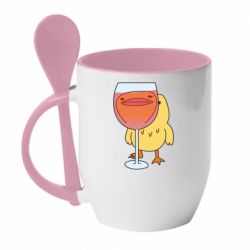 Чашка с ложкой Качка і келих вина - PrintSalon