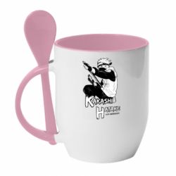 Чашка с ложкой Kakashi Hatake art - PrintSalon