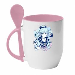 Чашка с ложкой Kamisato Ayaka - PrintSalon