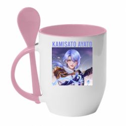 Чашка с ложкой Kamisato Ayato - PrintSalon