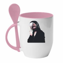 Чашка с ложкой Kaneki Portrait - PrintSalon