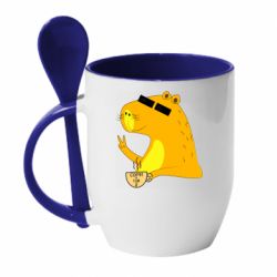 Чашка с ложкой Капибара Программист - PrintSalon