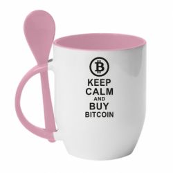 Чашка с ложкой Keep calm and by bitcoin - PrintSalon