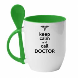 Чашка с ложкой Keep Calm And Call Doctor - PrintSalon