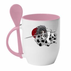 Чашка с ложкой Kokushibo Tsugikuni - PrintSalon