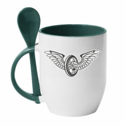 Чашка с ложкой Колесо и крылья - PrintSalon