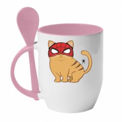 Чашка с ложкой Кот паук - PrintSalon