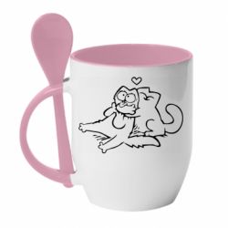 Чашка с ложкой Кот Саймона Любовь - PrintSalon