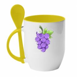 Чашка с ложкой Кот-виноград - PrintSalon