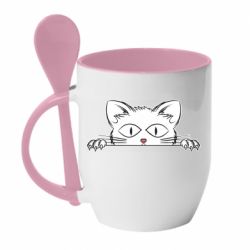 Чашка с ложкой Котейка - PrintSalon