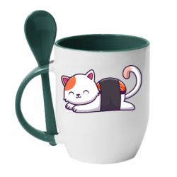 Чашка с ложкой Котик-суши - PrintSalon