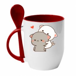 Чашка с ложкой Котики кохання - PrintSalon