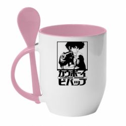 Чашка с ложкой Ковбой Бибоп с ружьем - PrintSalon