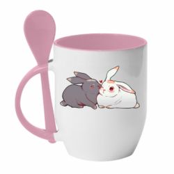 Чашка с ложкой Кролики Вэй и Лань - PrintSalon