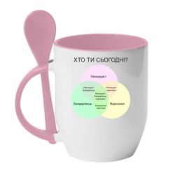 Кружка с керамической ложкой Кто ты сегодня? - PrintSalon