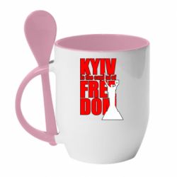 Кружка с керамической ложкой Kyiv capital of freedom - PrintSalon