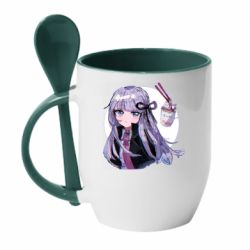 Чашка с ложкой Kyoko Kirigiri glitch art - PrintSalon